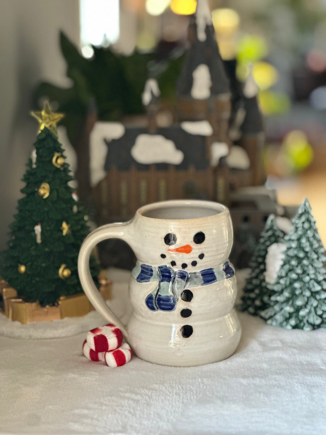 Snowmen Mug -Color scarf Blue and Light Blue
