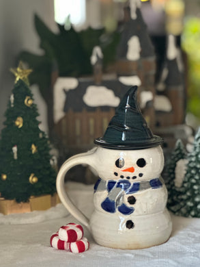 Magical Snowmen Mugs -Color scarf Blue and Gray (R)