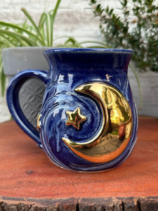 Blue Gold Moon and Stars